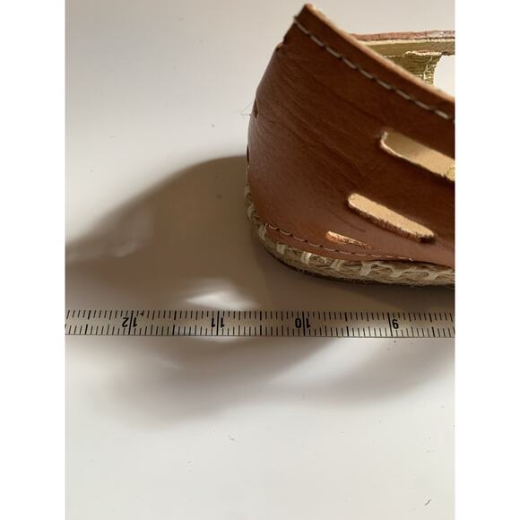 Women’s Brown Leather Floral Espadrille Sandals Ankle Strap ~Size 9.5 - Picture 4 of 6